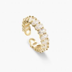 Sparkling 14K Gold-Plated Adjustable Ring with Interlinked Zircons